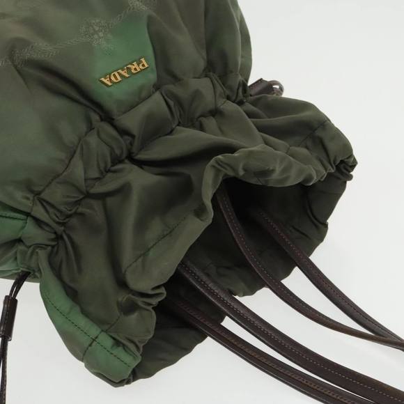 PRADA Tote Bag Nylon Green Gold Auth 98443 - Picture 6 of 16